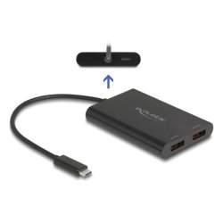 Delock Adapter USB Type-C™ zu 2 x DisplayPort 4K 60 Hz mit DisplayLink® Grafik und USB PD