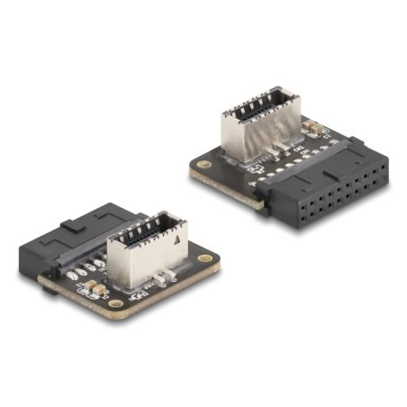 DeLOCK 67239 changeur de genre de câble 19-pin USB USB Type-E Noir, Acier inoxydable