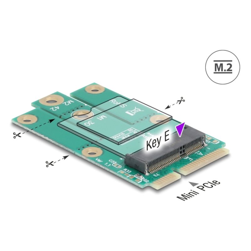 Delock Adapter Mini PCIe Stecker zu M.2 Key E Slot