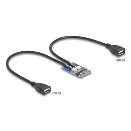 Delock Mini PCIe Adapter full size zu 2 x USB 2.0 Typ-A Buchse 30 cm