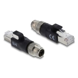 Delock M12 Adapter X-kodiert 8 Pin Stecker zu RJ45 Stecker schwarz