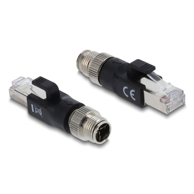 DeLOCK M12 Adapter X-coded 8 pin male to RJ45 plug black