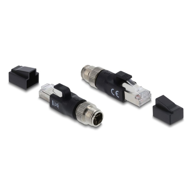 Delock M12 Adapter X-kodiert 8 Pin Stecker zu RJ45 Stecker schwarz
