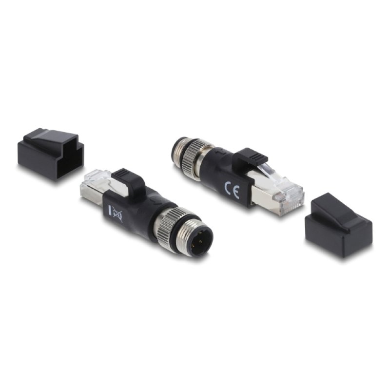 DeLOCK M12 Adapter D-coded 4 pin male to RJ45 plug black