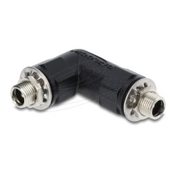 Delock Hohlstecker Adapter DC 5,5 x 2,1 mm Buchse auf Buchse mit Gewinde gewinkelt 90°