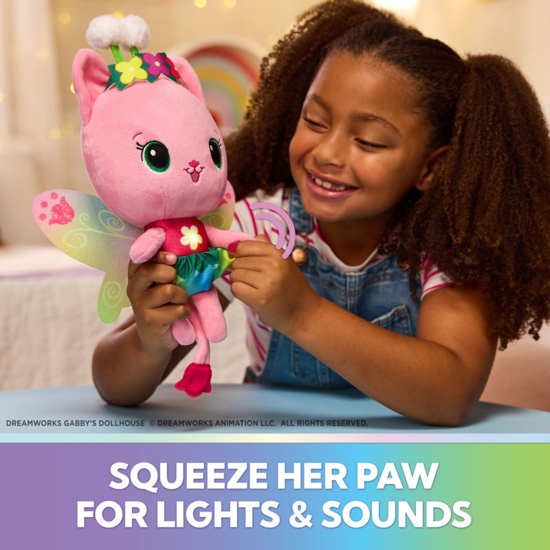 Gabby's Dollhouse Fairylandia Official Rainbow Light-Up Kitty Fairy Plush, Cat Stuffed Animal, Sensory Toys for Ages 3