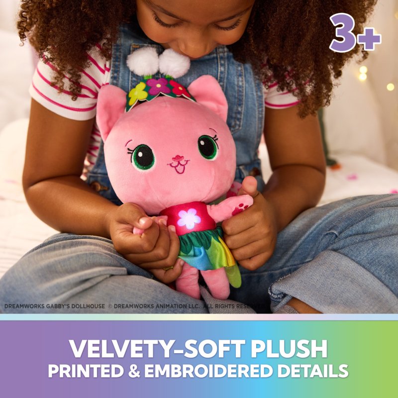 Gabby's Dollhouse Fairylandia Official Rainbow Light-Up Kitty Fairy Plush, Cat Stuffed Animal, Sensory Toys for Ages 3