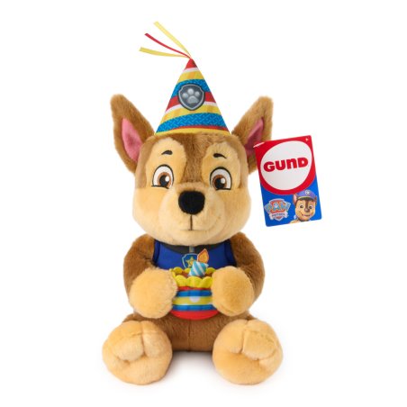 PAW Patrol Peluche Chase Pat' Patrouille Anniversaire GUND, Peluche Chase officielle, Jouet sensoriel pour enfants à