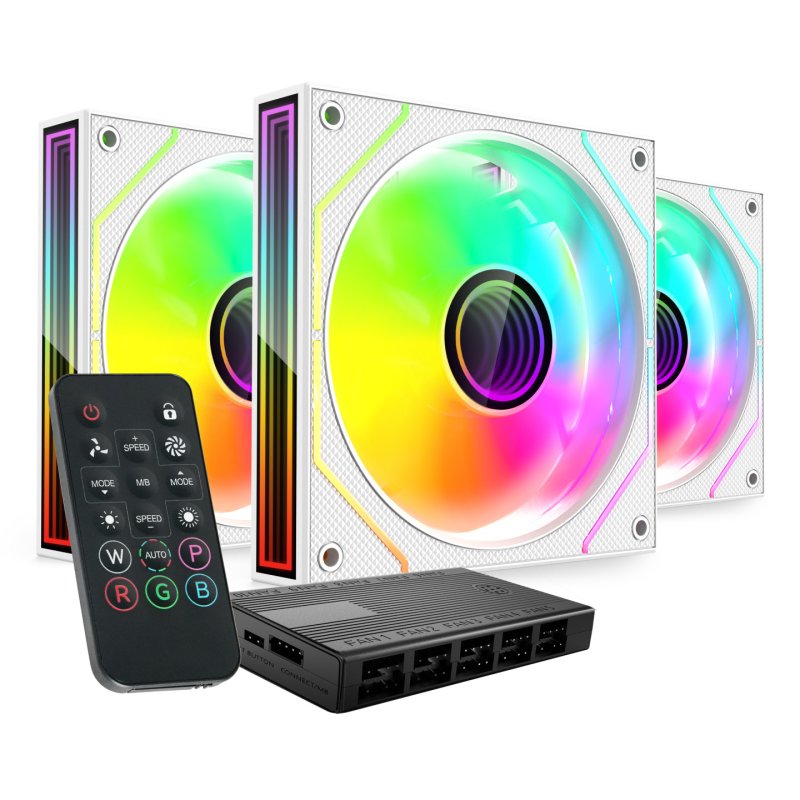 Mars Gaming MF3DPROKITW système de refroidissement d’ordinateur Boitier PC Ventilateur 12 cm Blanc