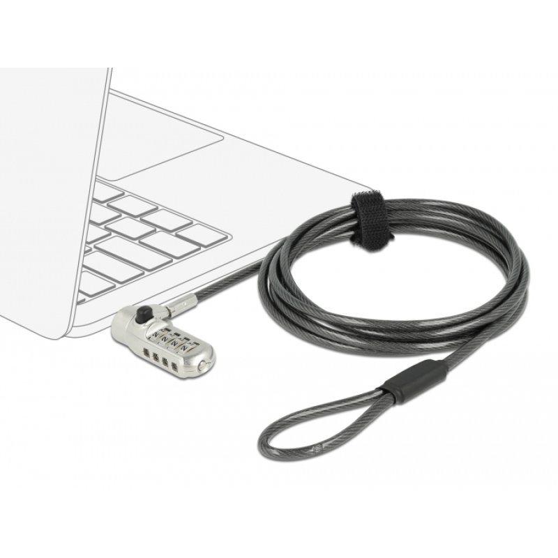 Navilock 20677 cable lock Black, Silver 2 m