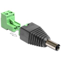 DeLOCK 65488 changeur de genre de câble DC 2.5 x 5.5 mm 2p Noir, Vert, Argent