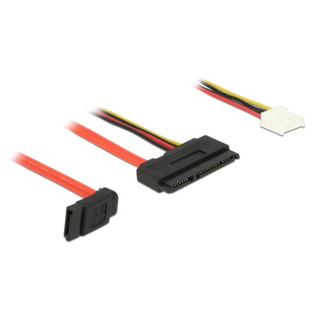 DeLOCK 0.3m, SATAIII 7p Floppy 4p/SATAIII 22p câble SATA 0,3 m SATA 7-pin Molex (4-pin) SATA 22-pin Noir, Rouge