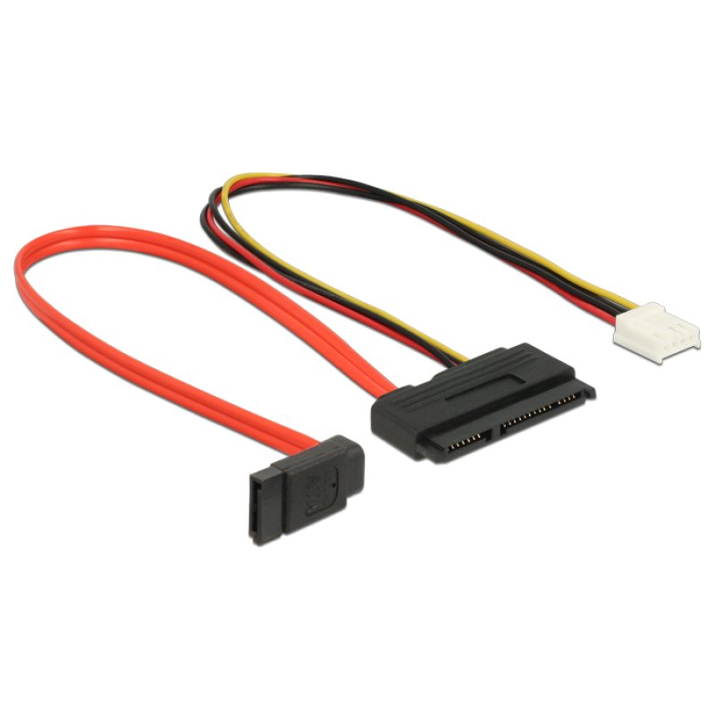 Delock Kabel SATA 6 Gb/s 7 Pin Buchse Floppy 4 Pin Strom Buchse (5 V 12 V) SATA 22 Pin Buchse gerade 30 cm