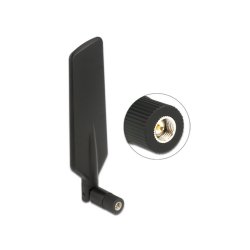Delock LTE Antenne SMA Stecker 0,5 - 3 dBi omnidirektional drehbar mit Kippgelenk schwarz