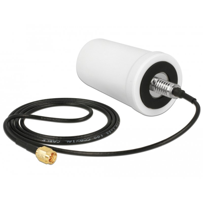 DeLOCK WLAN 802.11 ac/a/h/b/g/n Antenna SMA plug 1.4 - 3.0 dBi omnidirectional with connection cable ULA100 1 m white