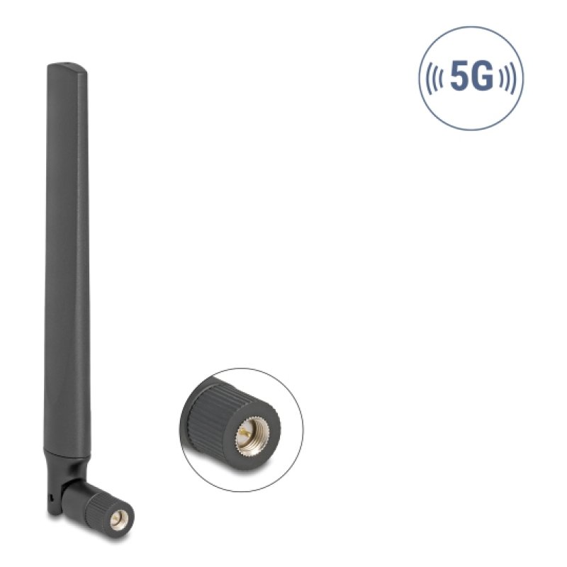 DeLOCK 5G 3.4 - 5.0 GHz Antenna SMA plug 4.7 dBi omnidirectional with tilt joint black