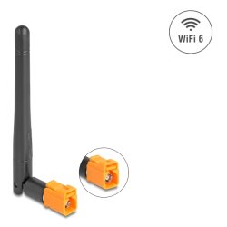 Delock WiFi 6 Antenne FAKRA M Buchse 2,5 - 3,0 dBi omnidirektional mit Kippgelenk schwarz