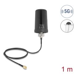 DeLOCK 5G LTE GNSS WiFi 6 Antenna SMA plug 1.1 - 4.0 dBi omnidirectional with connection cable ULA100 1 m roof mounting