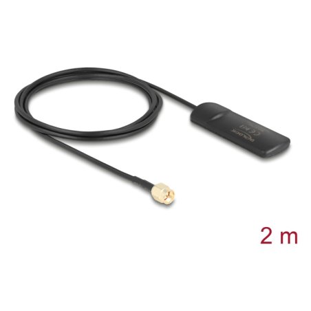 Delock GSM UMTS LTE WLAN 2,4 GHz Antenne SMA Stecker 2 dBi omnidirektional starr schwarz Klebemontage