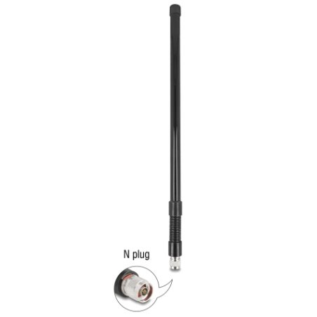 Delock WiFi 5,8 GHz Antenne N Stecker 7 dBi omnidirektional mit Stahlfeder schwarz outdoor