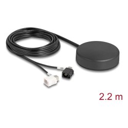 Delock 4G GNSS Antenne 1 x FAKRA A 1 x FAKRA B Buchse 2 dBi / 28 dB 2,2 m RG-174 omnidirektional Dachmontage schwarz