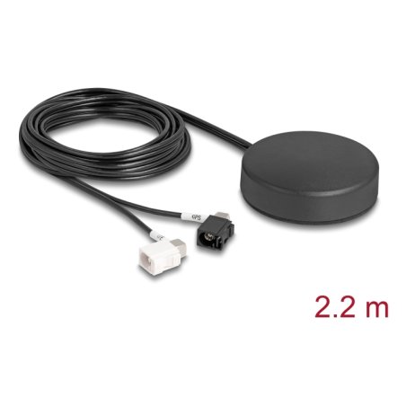 DeLOCK 4G GNSS Antenna 1 x FAKRA A 1 x FAKRA B jack 2 dBi / 28 dB 2.2 m RG-174 omnidirectional roof mount black