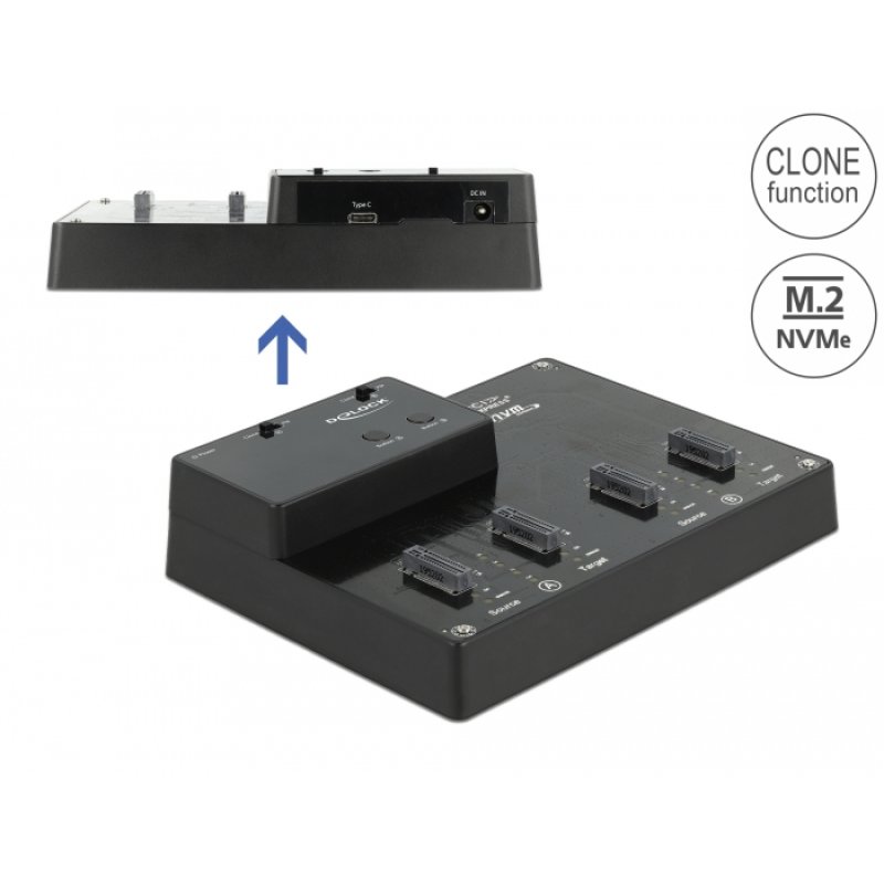 M.2 Dockingstation für 4 x M.2 NVMe PCIe SSD mit Klon Funktion