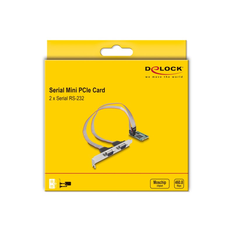 DeLOCK Carte Mini PCIe taille entière à 2 x Serial RS-232 D-Sub, 9 broches