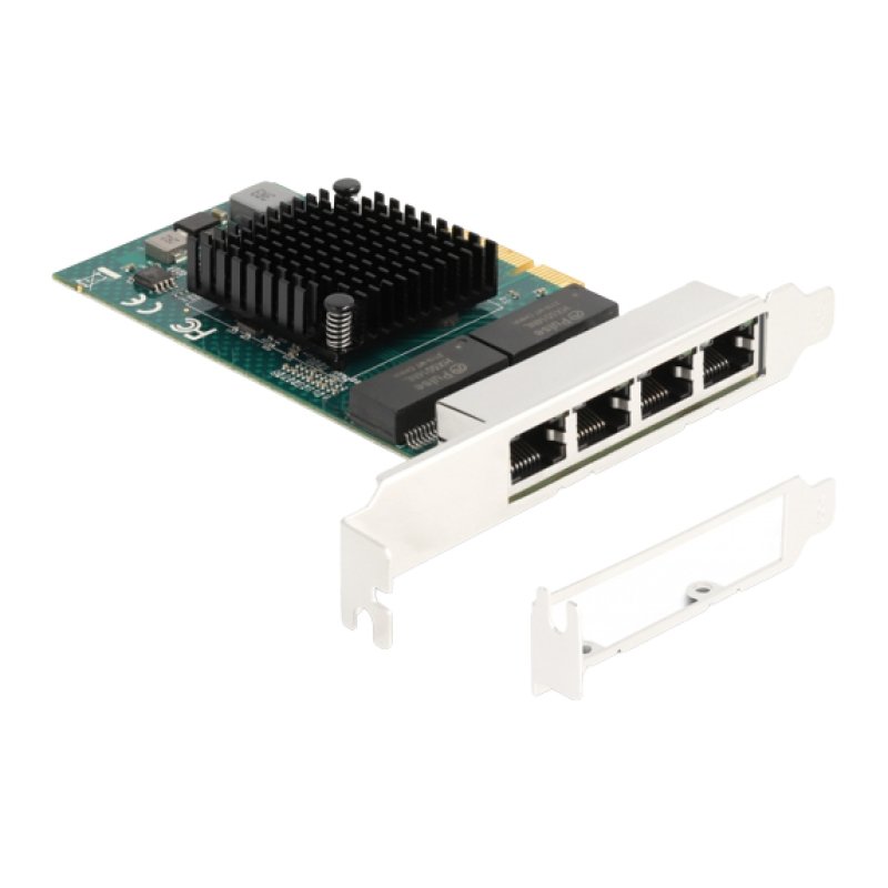 DeLOCK Carte PCI Express x4 vers 4 x RJ45 Gigabit LAN