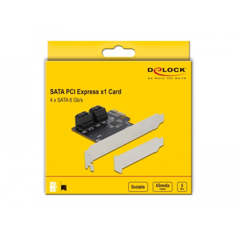 DeLOCK Carte 4 ports SATA PCI Express x1 - Facteur de forme à profil bas