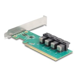 PCI Express x16 Karte zu 4 x intern SFF-8643 NVMe - Bifurcation - Low Profile Formfaktor