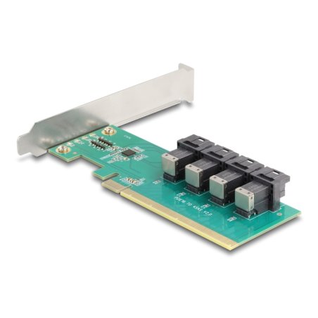 PCI Express x16 Karte zu 4 x intern SFF-8643 NVMe - Bifurcation - Low Profile Formfaktor