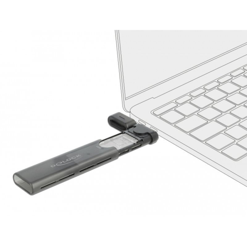 DeLOCK Boitier USB Type-C Combo externe pour M.2 NVMe PCIe ou SATA SSD - sans outil