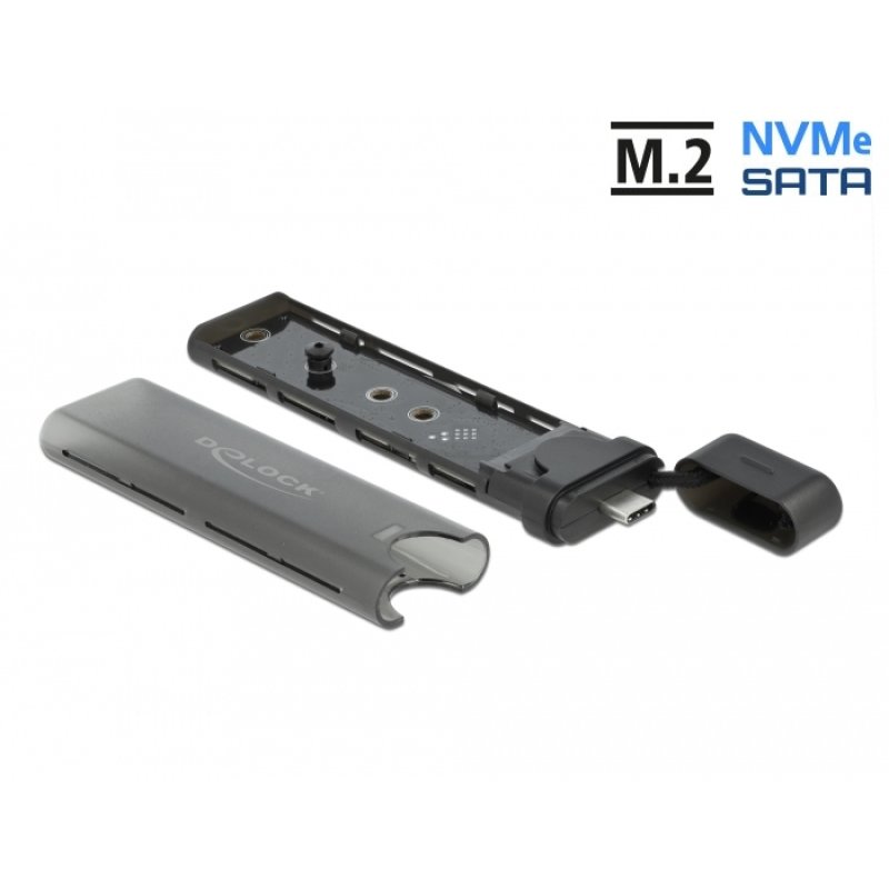 Externes USB Type-C™ Combo Gehäuse für M.2 NVMe PCIe oder SATA SSD - werkzeugfrei