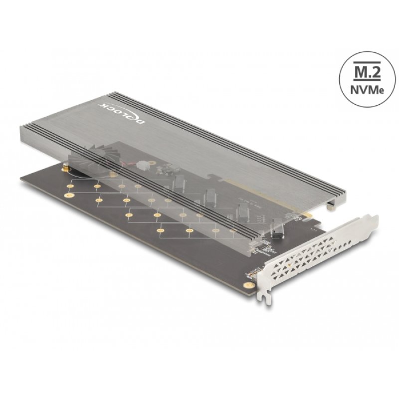 DeLOCK PCI Express 4.0 x16 Card to 4 x internal NVMe M.2 Key M with Heat Sink and Fan - Bifurcation