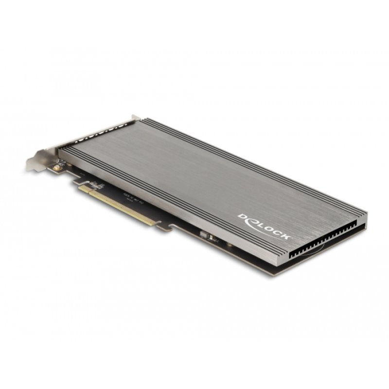 PCI Express 4.0 x16 Karte zu 4 x intern NVMe M.2 Key M mit Kühlkörper und Lüfter - Bifurcation