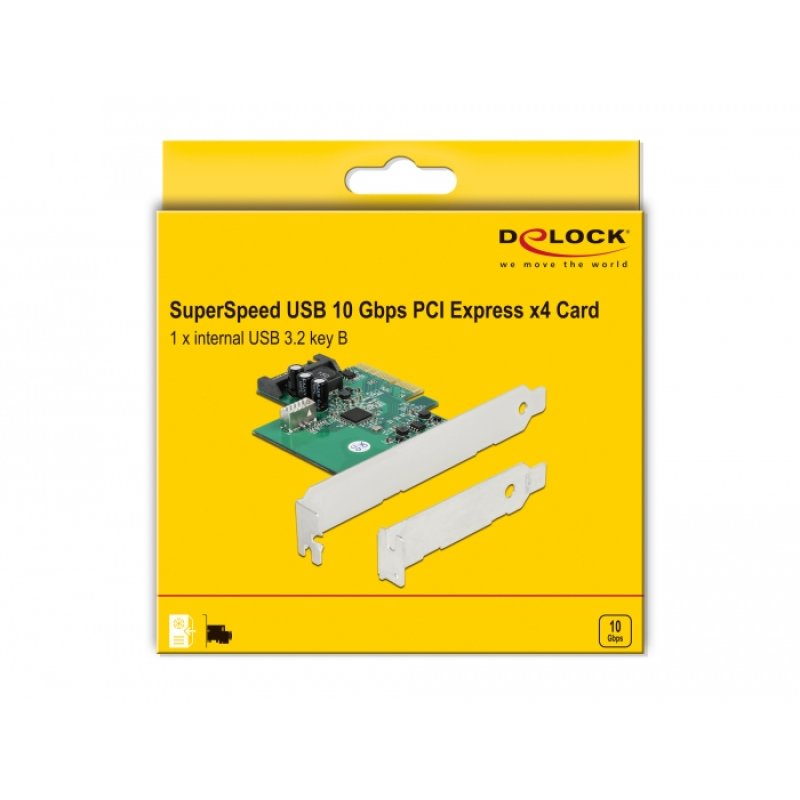 DeLOCK Carte PCI Express x4 à 1 x interne USB 3.2 Gen 2 clé B 20 broches femelles