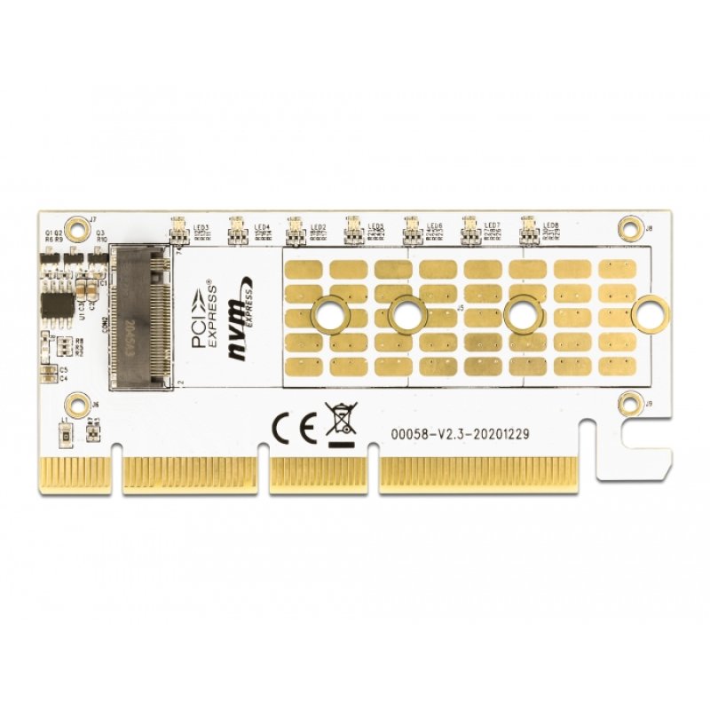 DeLOCK PCI Express x16 (x4 / x8) Card to 1 x NVMe M.2 Key M with LED illumination