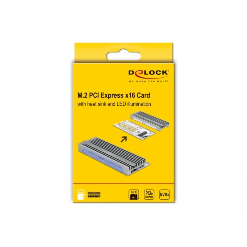 DeLOCK PCI Express x16 (x4 / x8) Card to 1 x NVMe M.2 Key M with LED illumination