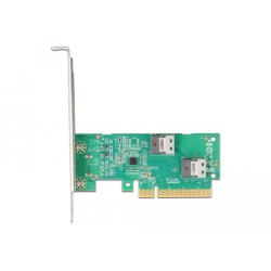 PCI Express 4.0 x8 Karte zu 2 x intern SFF-8654 4i NVMe - Bifurcation - Low Profile Formfaktor