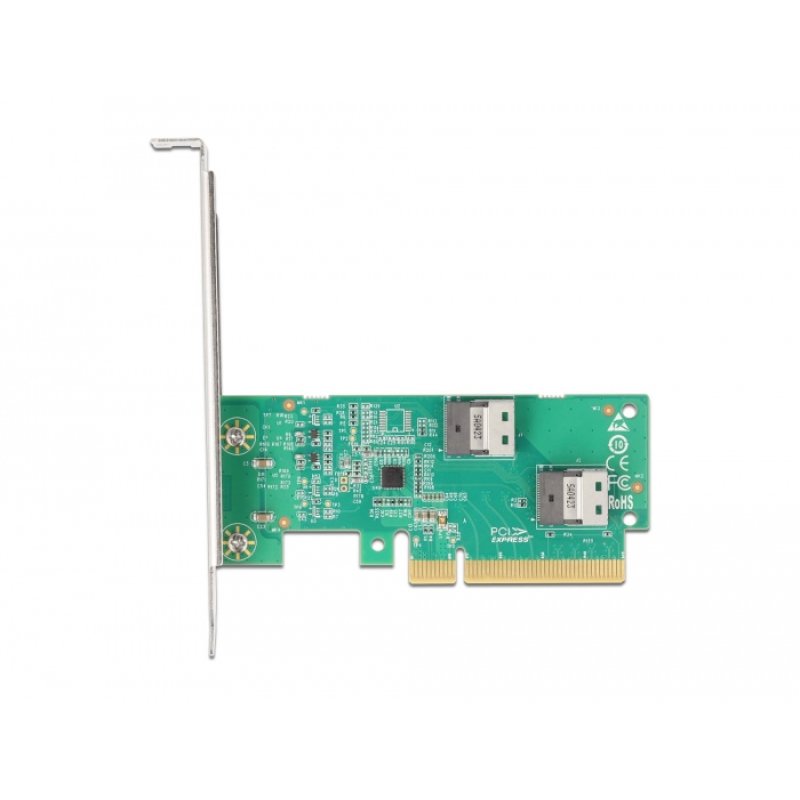 DeLOCK Carte PCI Express 4.0 x8 à 2 x SFF-8654 4i NVMe internes - Bifurcation - Facteur de forme à profil bas