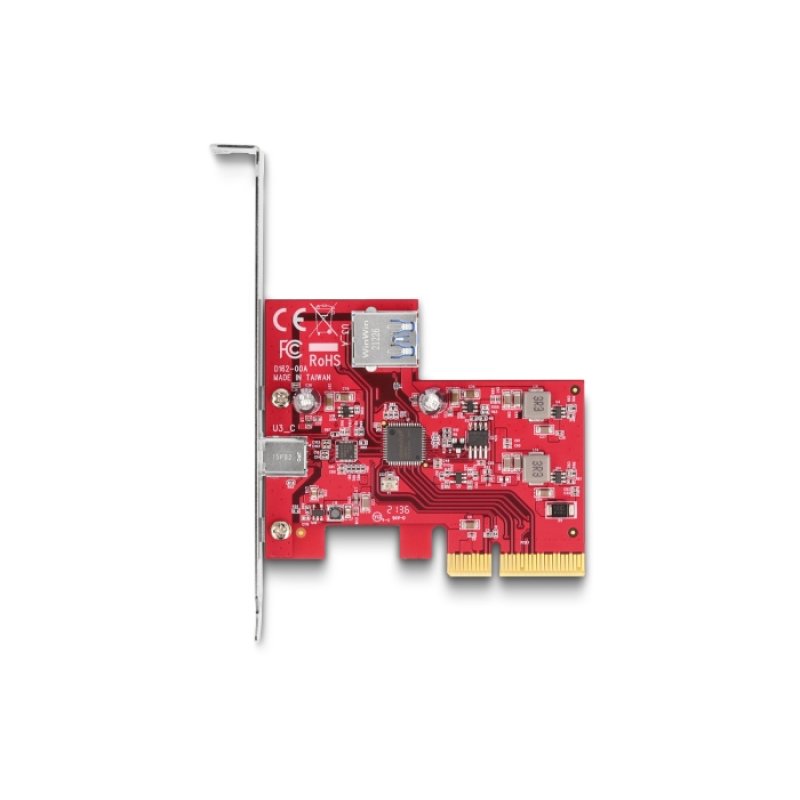 DeLOCK PCI Express x4 Card to 1 x external USB 10 Gbps USB Type-C female 1 x internal USB 10 Gbps Type-A female - Low
