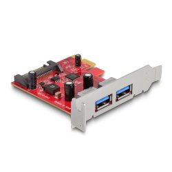 DeLOCK Carte PCI Express x1 vers 2 x externe USB 5 Gbps Type-A femelle - Facteur de forme à profil bas