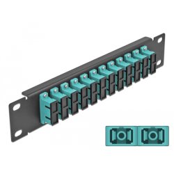 DeLOCK Panneau 10″ de distribution de fibre optique, 12 ports SC Duplex aqua, 1 unité, noir