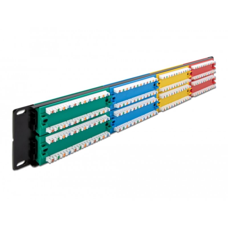 DeLOCK 19″ Patch Panel 48 port Cat.5e 2U coloured