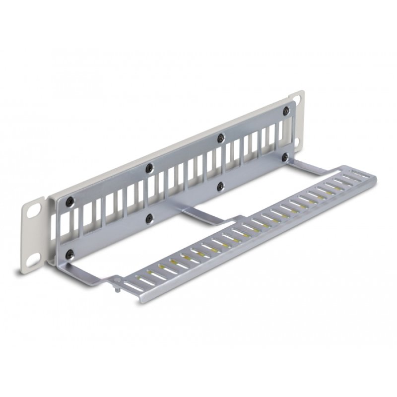 Delock 10? Keystone Patchpanel 12 Port mit Entlastungsschiene 1 HE grau