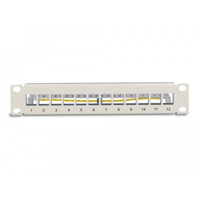 DeLOCK 10″ Keystone Patch Panel 12 port with strain relief 1U grey