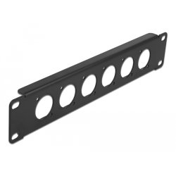 DeLOCK Panneau de raccordement 10″ Type-D, 6 ports, noir