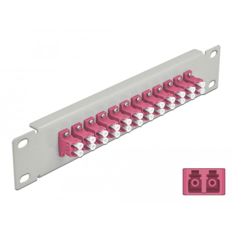 Delock 10? LWL Patchpanel 12 Port LC Duplex violett 1 HE grau