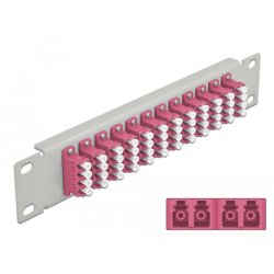 DeLOCK Panneau 10″ de distribution de fibre optique, 12 ports LC Quad violet, 1 unité, gris